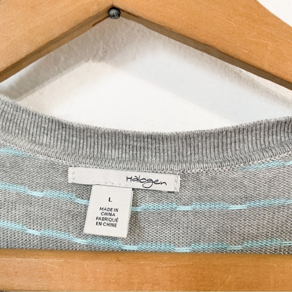 Halogen Women’s Gray & Blue Striped Button Up Cardigan Sz L - Picture 3 of 8